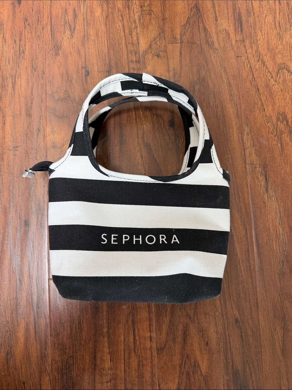 Sephora Black and White Striped Cosmetic Tote